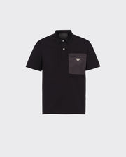 Polo en coton extensible avec détails en Re-Nylon